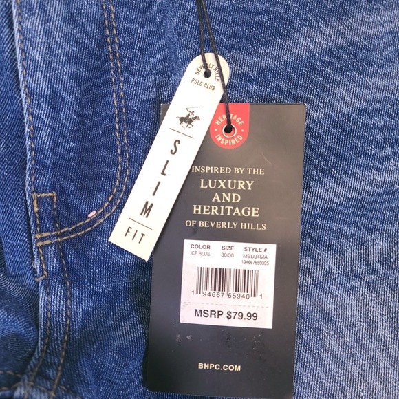 NWT Beverly Hills Polo Club Jeans Mens 30x30 Slim Modern Stretch Tapered - Picture 12 of 16